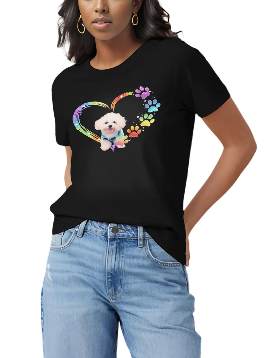 Custom Pet Tee - Rainbow Glitter Graphic