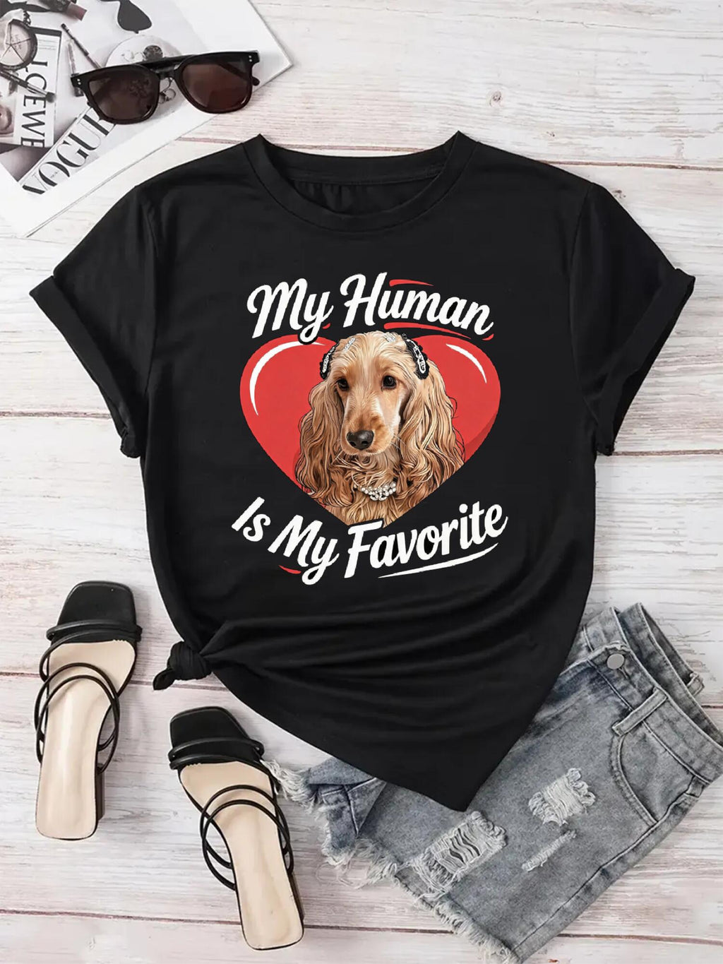 Custom Pet Tee - Heart Typography Graphic