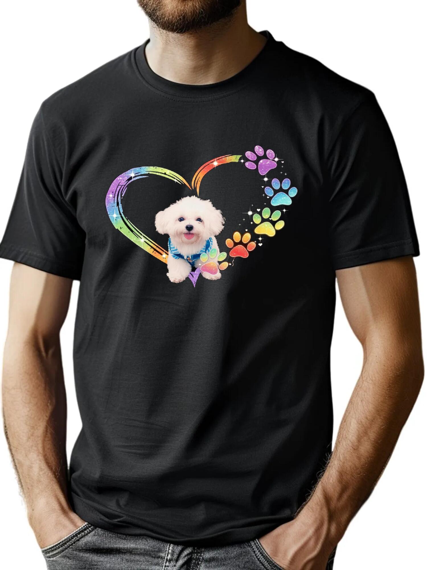Custom Pet Tee - Rainbow Glitter Graphic