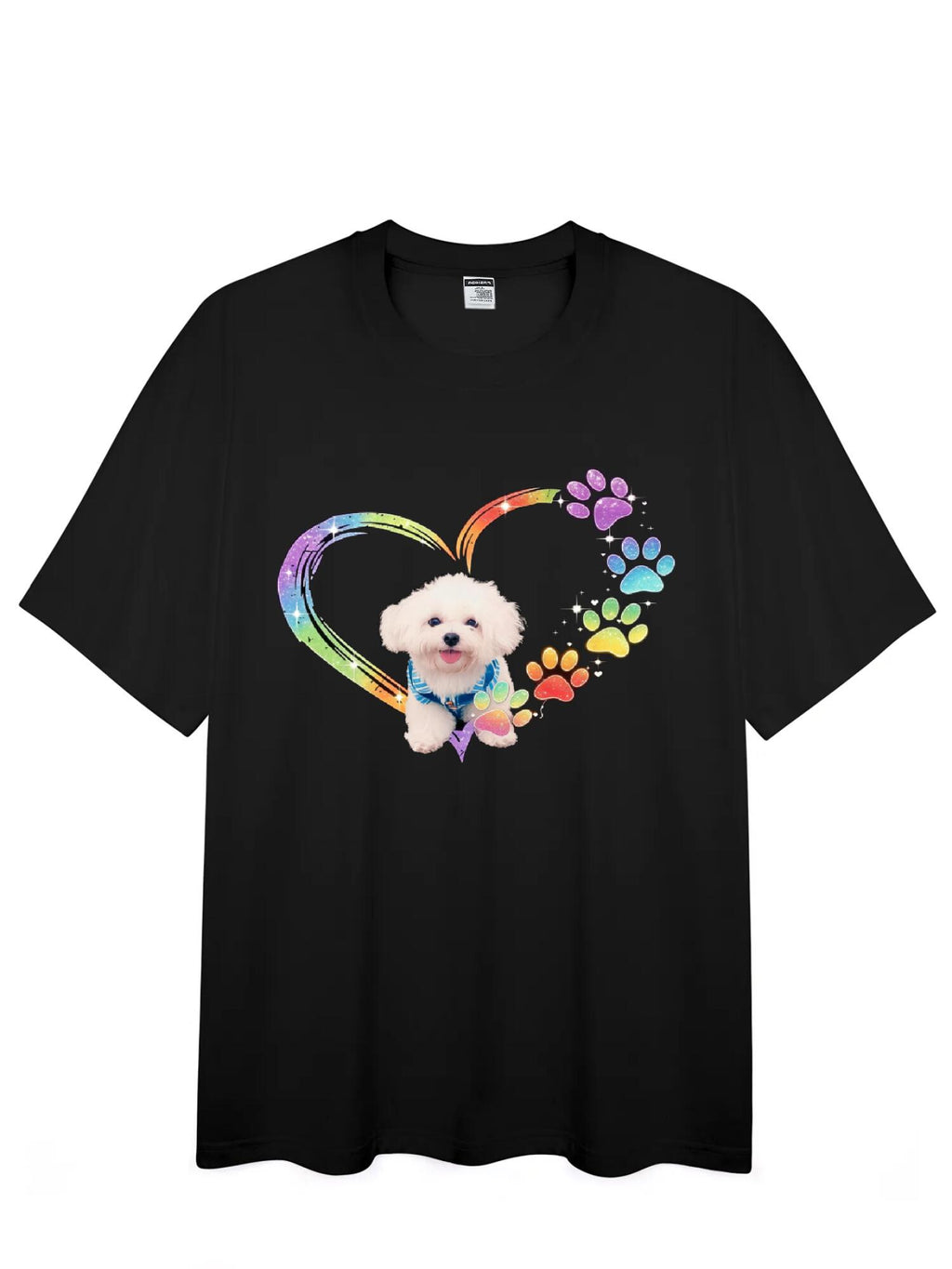 Custom Pet Tee - Rainbow Glitter Graphic